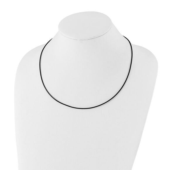 1.5mm Black Leather Cord Chain & Stainless Steel Clasp Necklace, 18 In - Picture 3 of 5